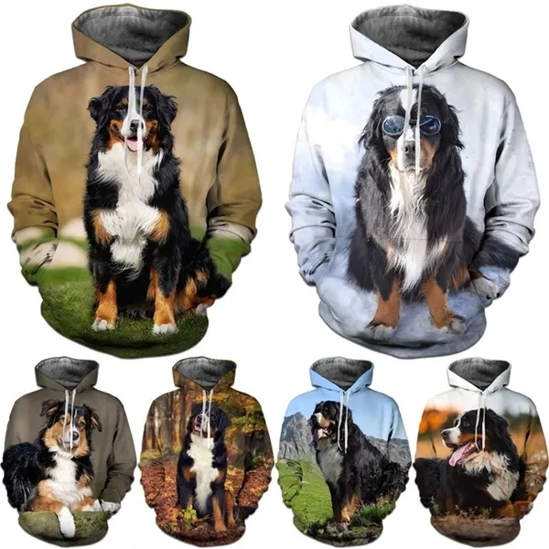 Funny Cute Bernese Mountain Dog 3d Print Hoodies Spring Autumn Fashion Casual Long Sleeve Animel Hoodies For Men Women Chilren