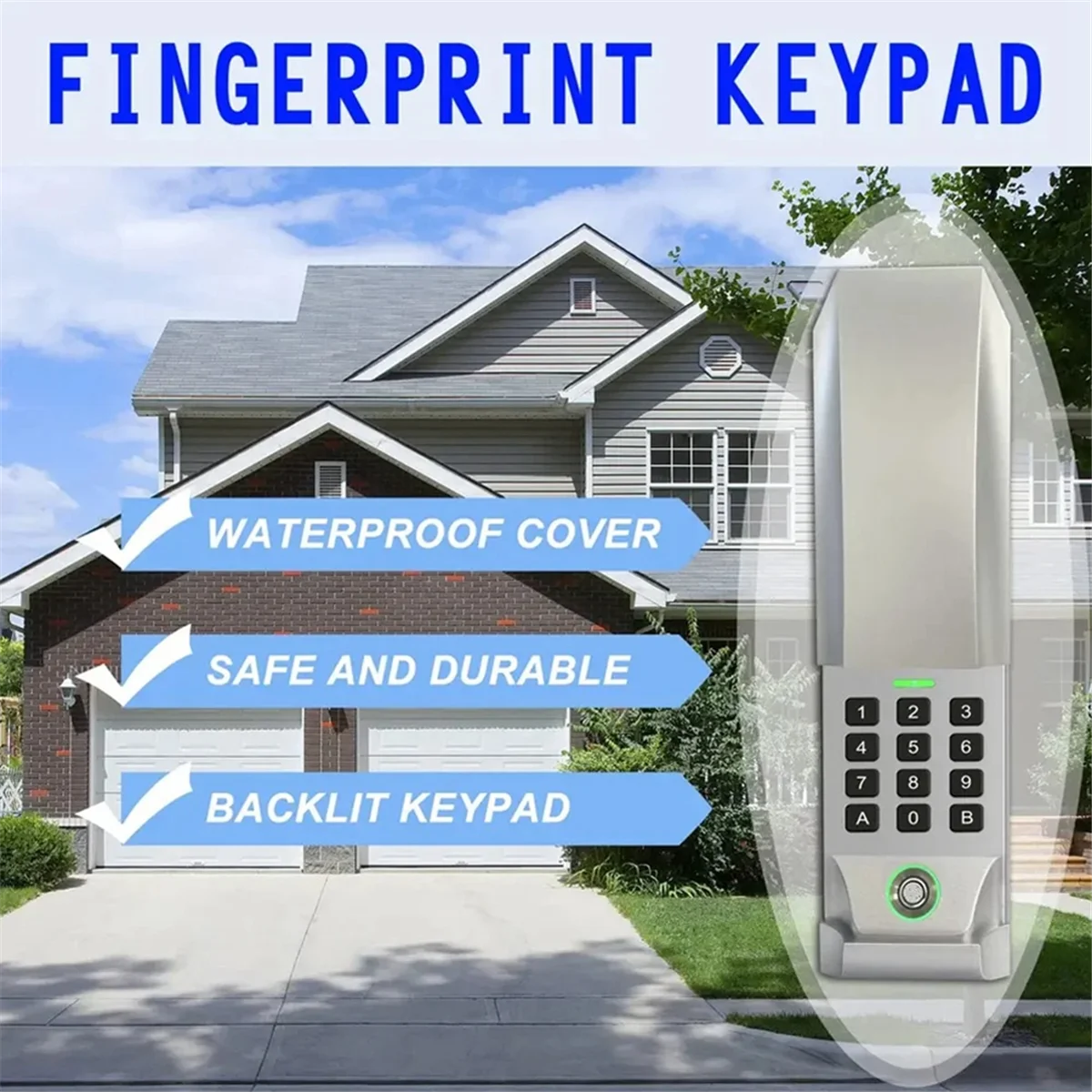 Garage Door Keypad Fingerprint Lock 877MAX 315/390MHZ Wireless Keypad Remote Control Garage Door Opener