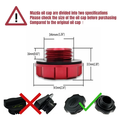 Imagen 2 del producto Tapa de aceite de motor de aluminio para MAZDASPEED RACING RX8 RX7 MIATA MAZDA PROTEGE 626 323 MX3 BP 13B tapa de llenado de aceite JDM