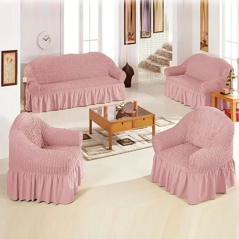90-360cm Full Package Single Universal Elastic Sofa Slipcovers French Rustic for Summer Fabric Skirt 1/2/3/4 Seater Sofa Cover