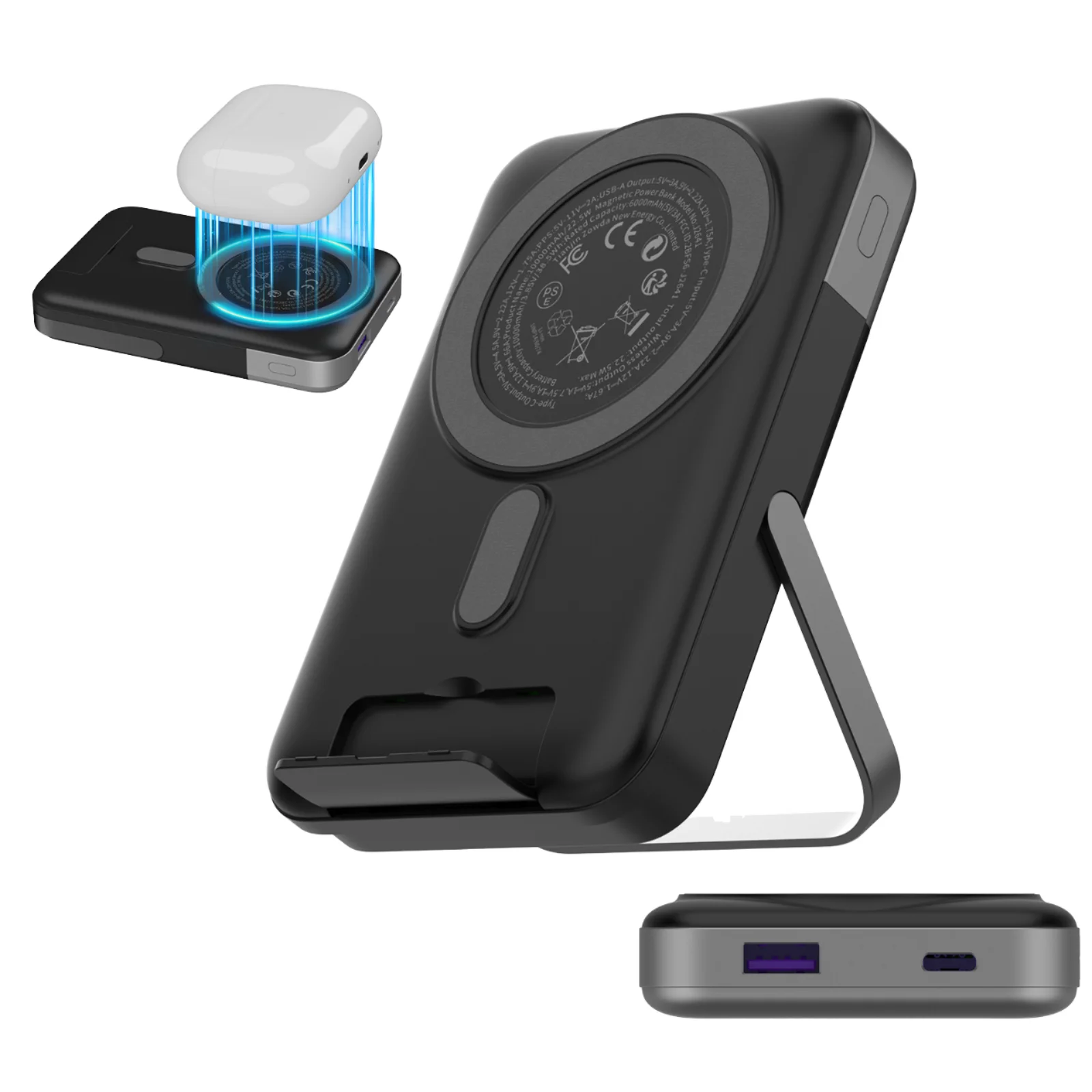 

Magnetic Power Bank, 10000mAh Wireless Portable Charger, 22.5W Magnetic Battery Pack with Stands,Magnetic Portable Charger with LED Display for Phone