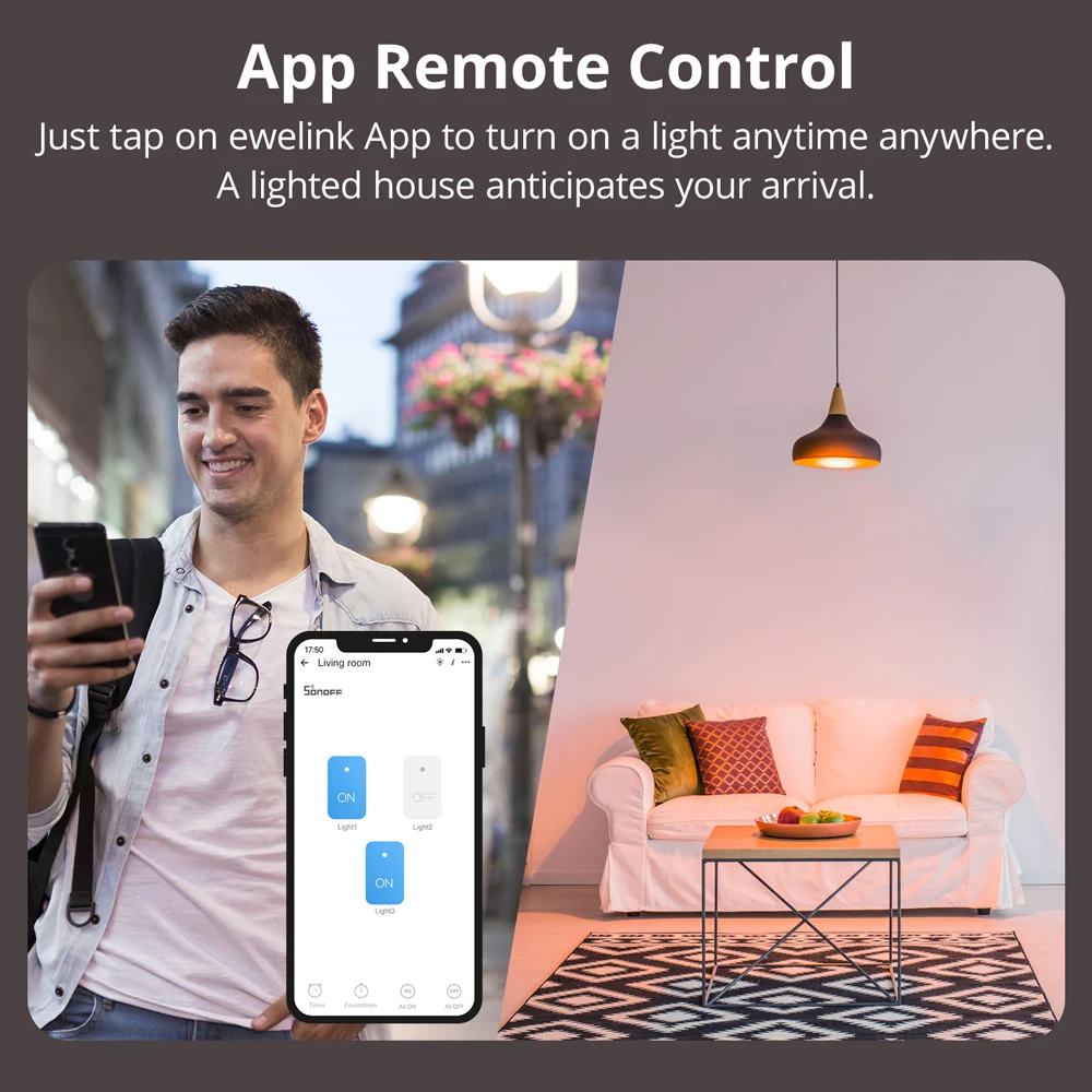 Sonoff tx eua interruptor inteligente de parede 433mhz rf controle remoto wi-fi interruptor de toque via aplicativo ewelink funciona com alexa google home