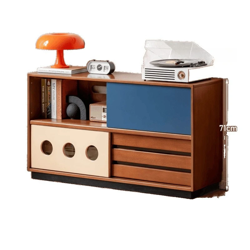 

Modern simple solid wood dining side cabinet side cabinet living room antique storage bucket cabinet household floor color