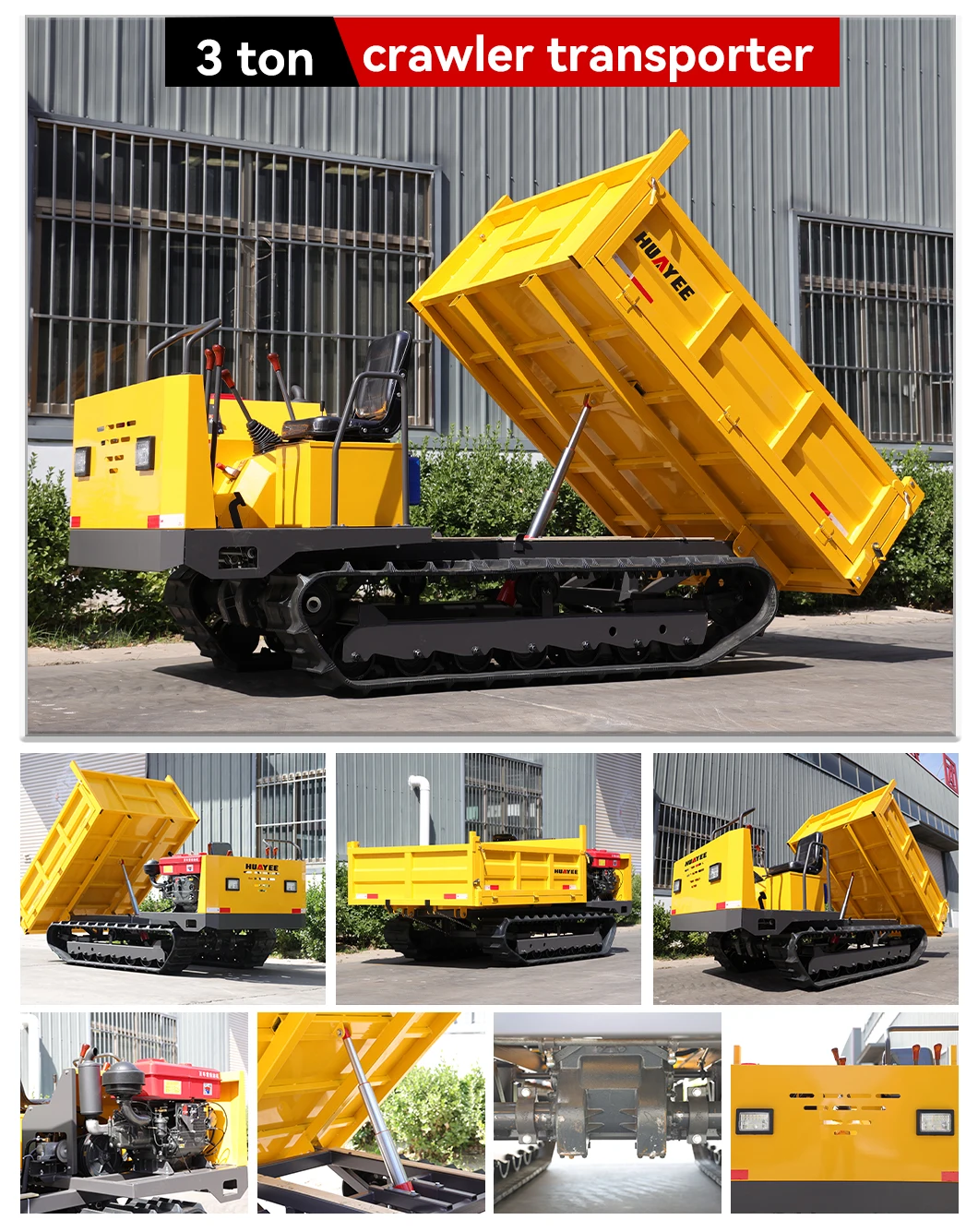 Kostenlose Lieferung. 4-Tonnen-Berg-Raupen-Kleinwagen, Transporter, Mini-Muldenkipper, 3-Tonnen-automatischer Muldenkipper, kann individuell angepasst werden – Detail 10