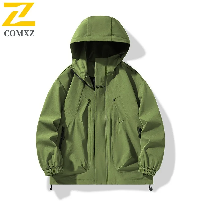 

COMXZ Chaqueta однотонная минималистичная водонепроницаемая ветрозащитная верхняя одежда для бега нахлыстом, рыбалки и охоты, мужская одежда, куртки