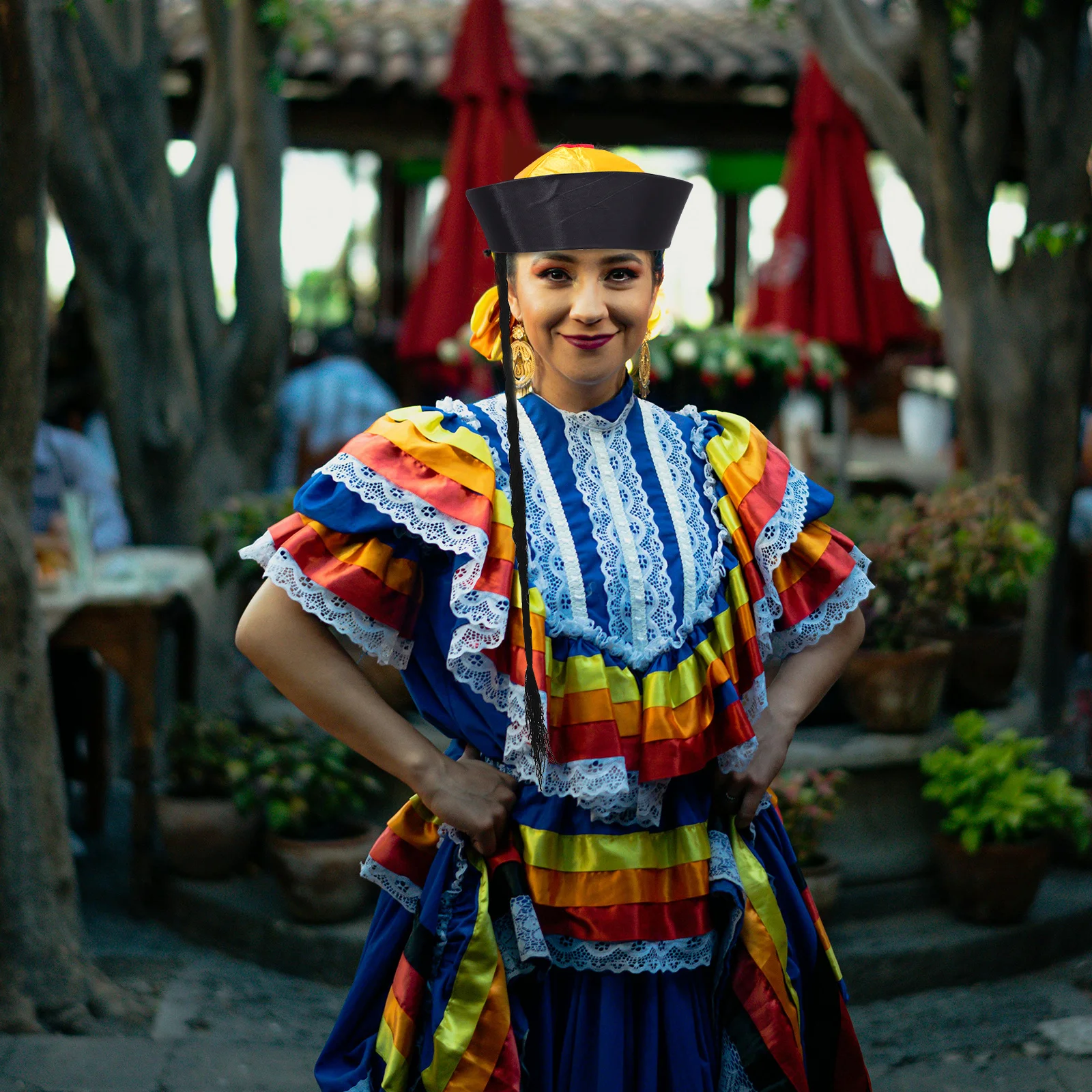 

Oriental Asian Braids Hat Royal Court Cosplay Traditional Style Party Costume Headdress for Stage Performance Festival Wearable