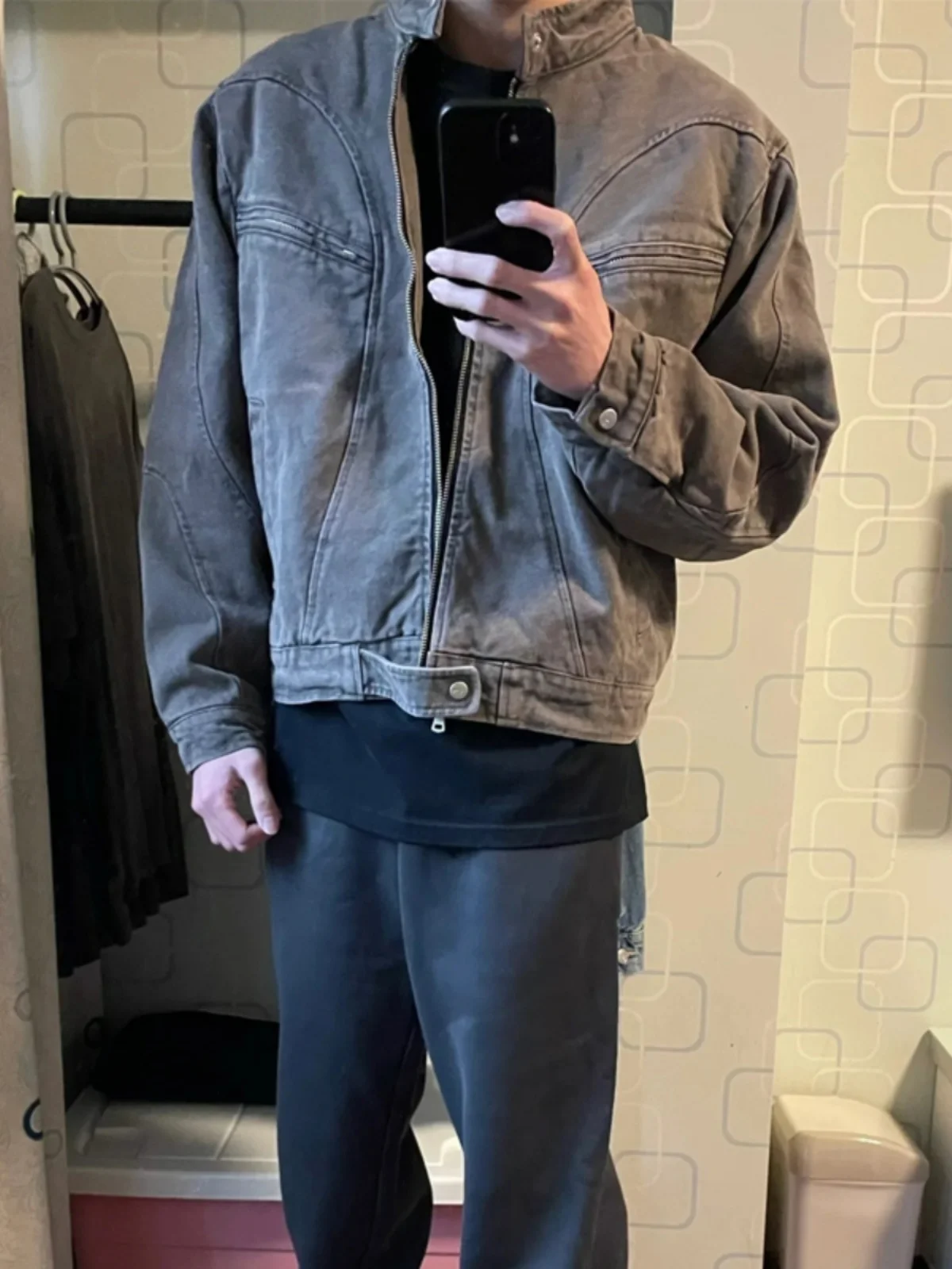 

Мужская куртка Harrington в американском ретро-стиле, весенне-осеннее джинсовое пальто в университетском стиле, куртка Detroit на молнии, длинный рукав