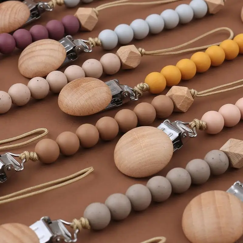 97BE BPAフリーシリコーンダミーおしゃぶりクリップチェーンペンダント授乳歯が生えるギフト新生児男の子女の子用