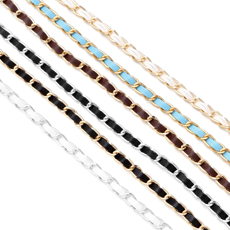 Color PU Leather Bags Chains Aluminum Replacement Bag Straps for DIY Clothing Bag Decoration Accessory Supplies