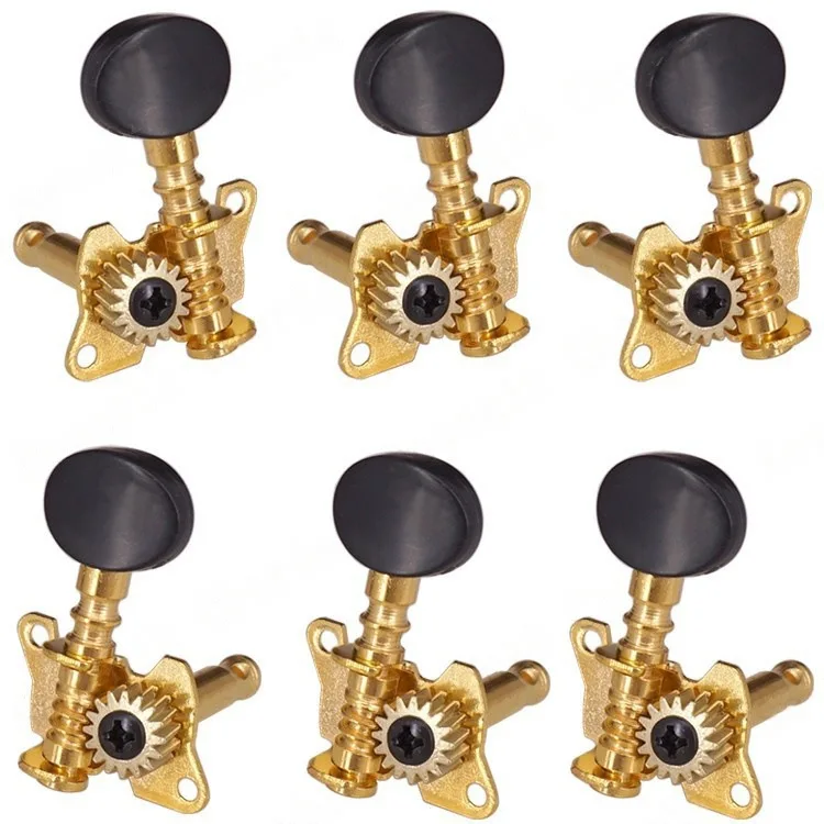 Open Wood Acoustic Guitar String Knob Twister Knob Upper Reel String Quasi-Axis Gold Steel Column Single Hole Front