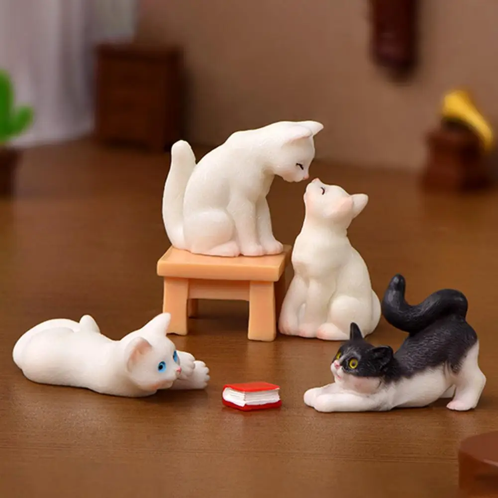 Small Cat Statue Innovative Cat Decor Real-looking Delicate  Practical Cute Cat Figurines Display Toy