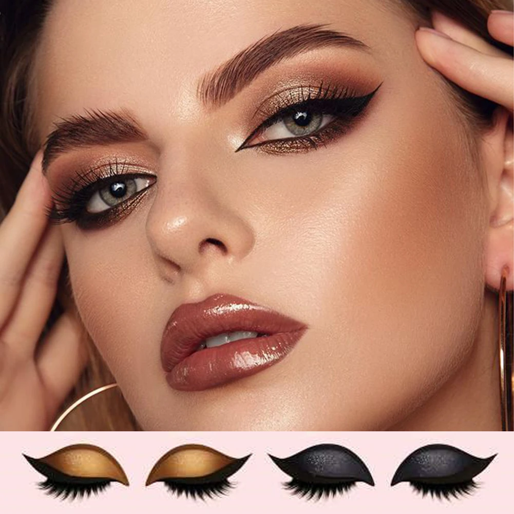 속눈썹 아이 섀도우 스티커 반짝이 속눈썹 클립 아트 스티커 2 In 1 재사용 가능한 아이 메이크업 스티커 여성용 소녀 데일리 메이크업