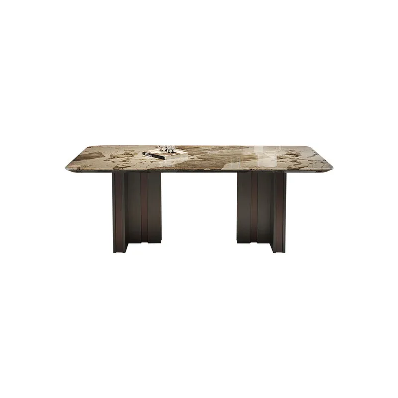 

High-end marble dining table and chairs, combined household light luxury small, rectangular dining table
