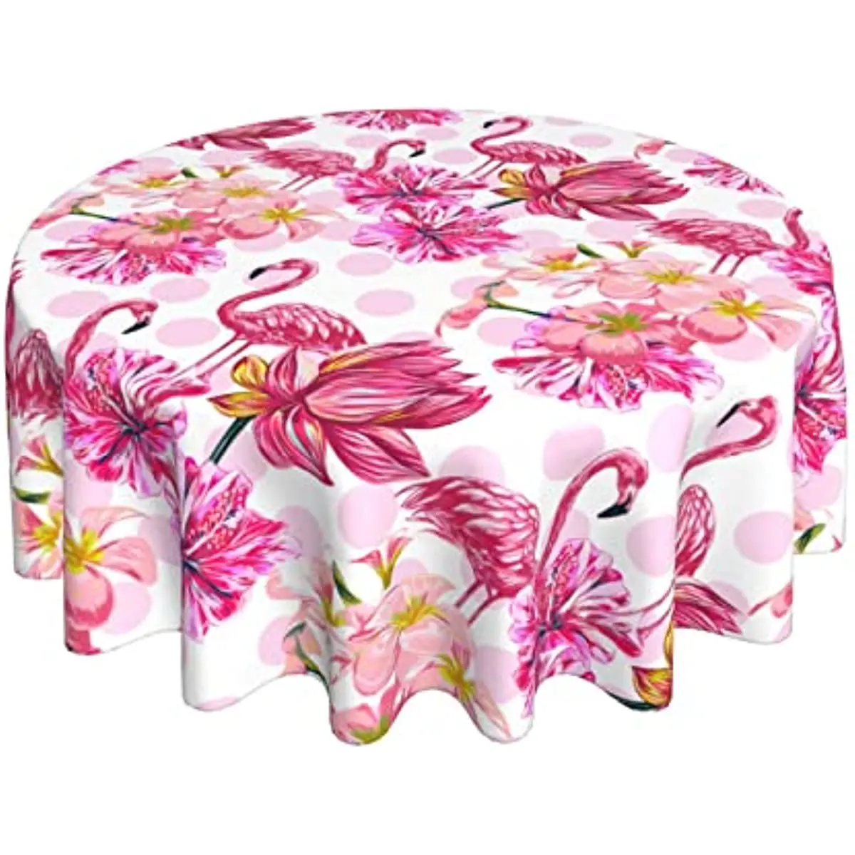 

Pink Flamingos Round Tablecloth Washable Reusable Decoration Table Cover for Kitchen Party 60 Inch