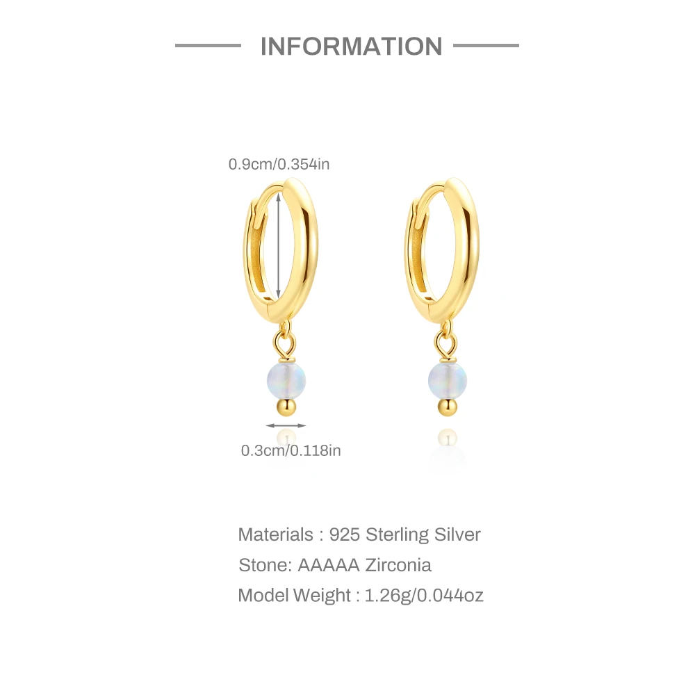 CANNER 925 Sterling Silver Classic Smooth Earring Ball Orb Earrings for Women Ins Minimalism Four Pointed Star Zircon Eardrops