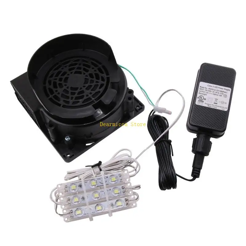 منفاخ هواء قابل للنفخ P0UE مزود بمصباح LED لعيد الميلاد منفاخ مروحة قابل للنفخ لساحة عيد الشكر وزينة عيد الميلاد في الهواء الطلق