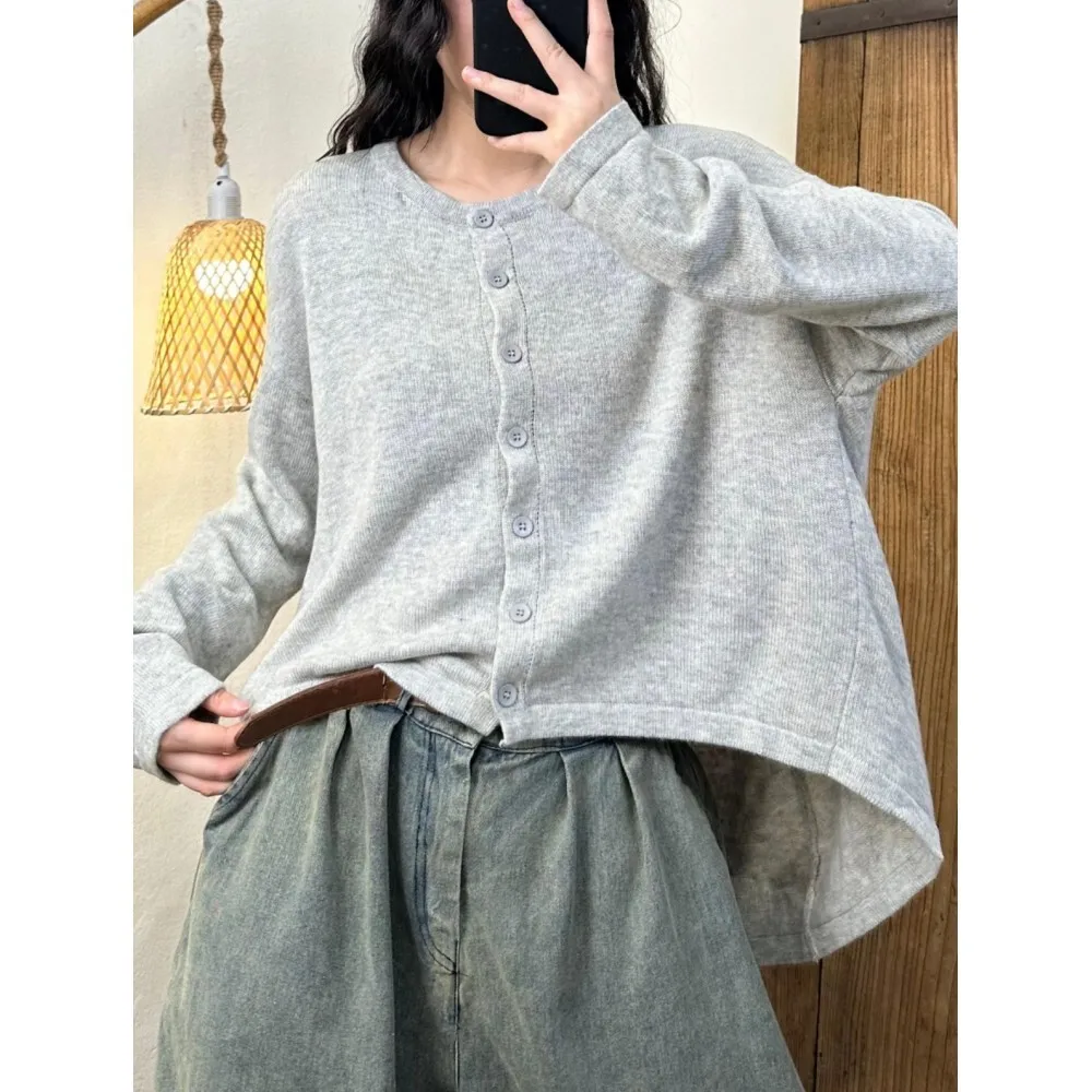 2024 Autumn New Casual Versatile Simple Style Irregular Buckle Lamb Fleece Top Women LX2315