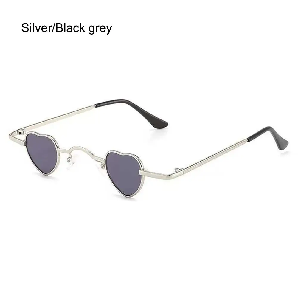 

Женские и мужские солнцезащитные очки в стиле хип-хоп, панк, металлическая оправа, ультрамаленькие, в форме сердца