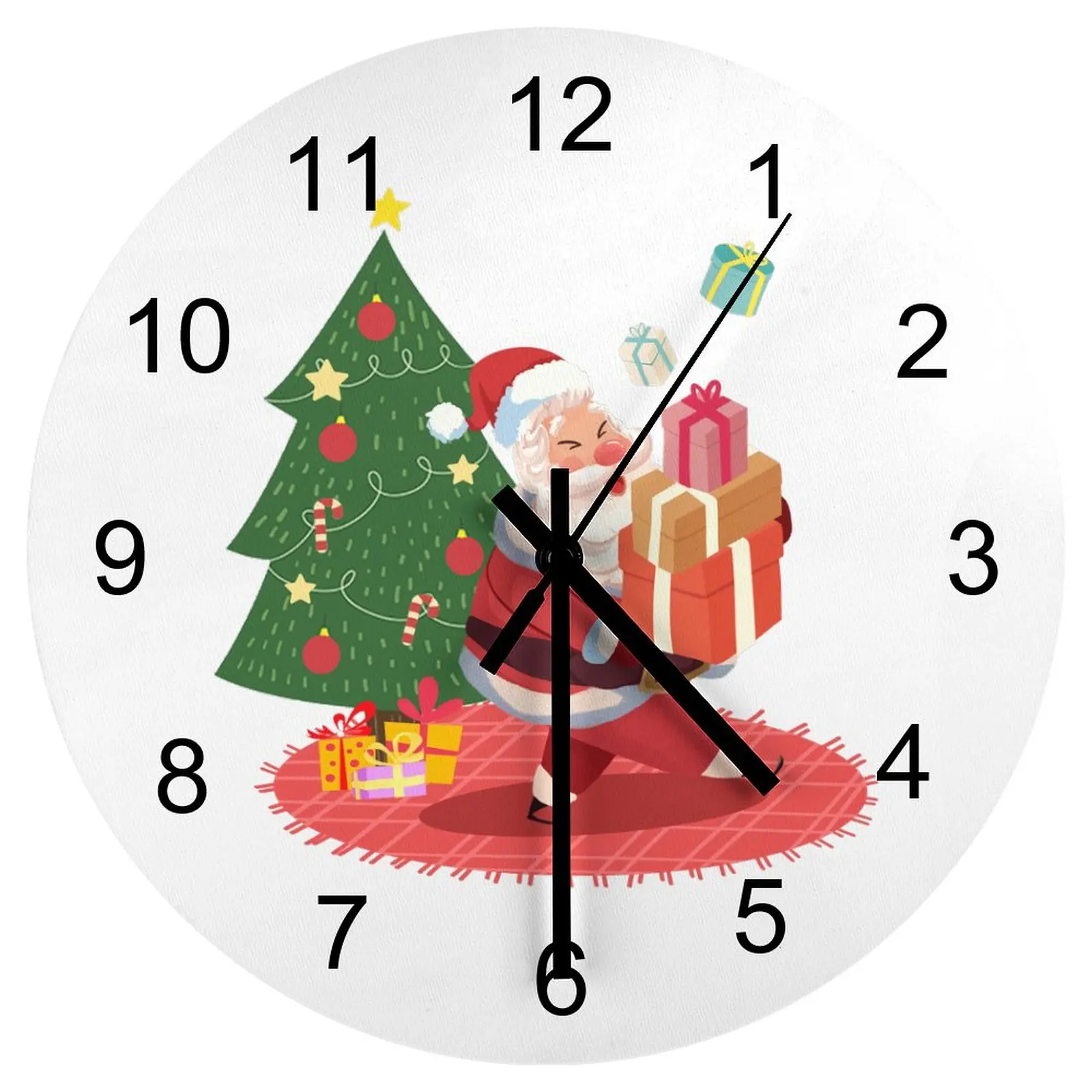 

Study Wall Clock Santa Claus Clocks 12 inch Mute Wooden Round Durable Trend Nordic