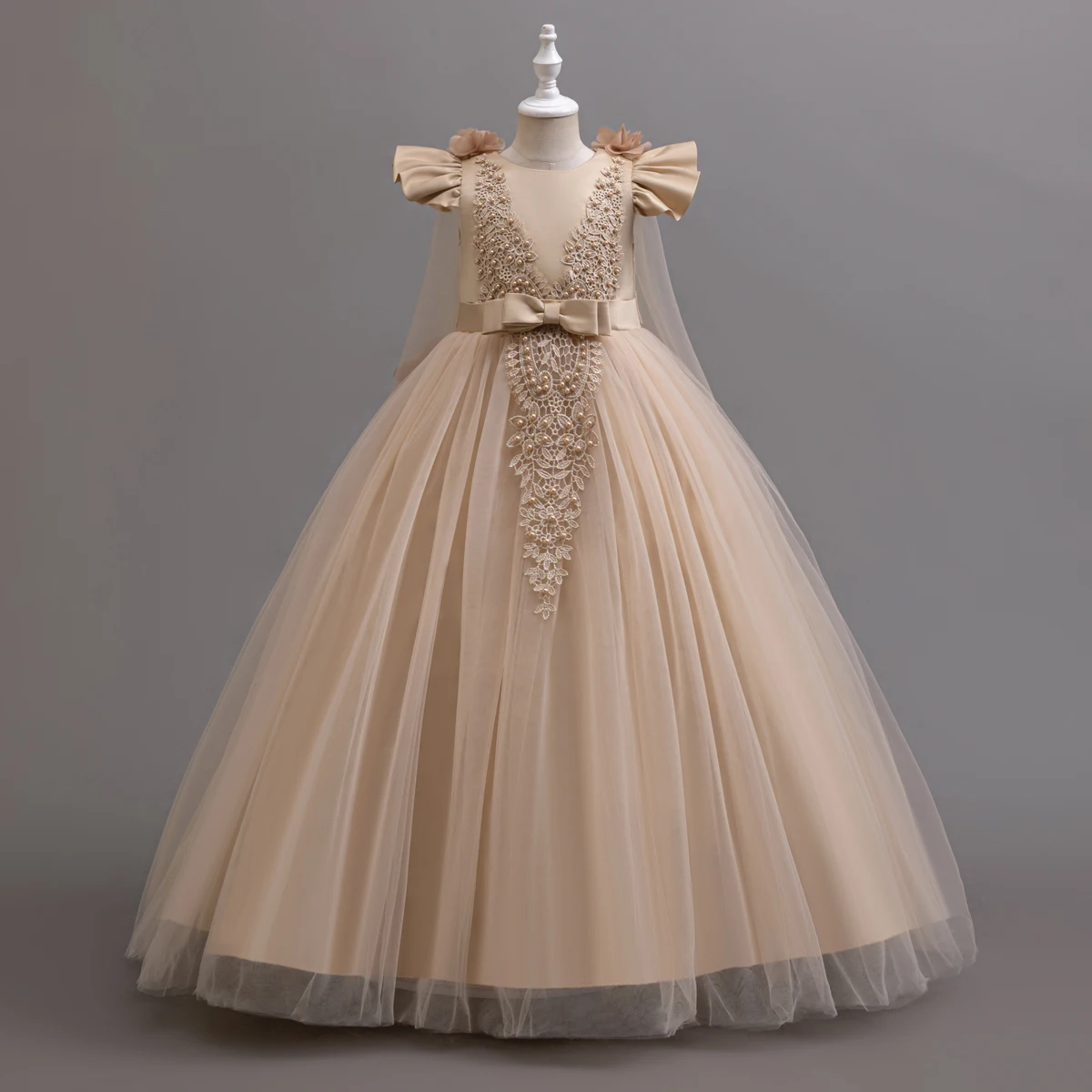 

Teen Long Flower Bridesmaid Dresses For Girls Children Wedding Prom Gown Girl Party Dress Elegant Kids Communion Evening Clothes