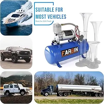 150 PSI 1.6gal Air Compressor with Air Tank 12V Air Pump for Train Horn, Air Horn, Inflating Tires, Air Mattresses