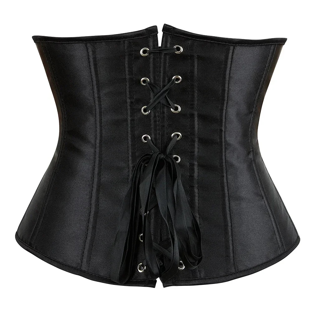 WSHKING Underbust Corset Satin Waist Trainer Bustiers Slimming Belt For Women Sexy Lace Up Body Shaper Korsett