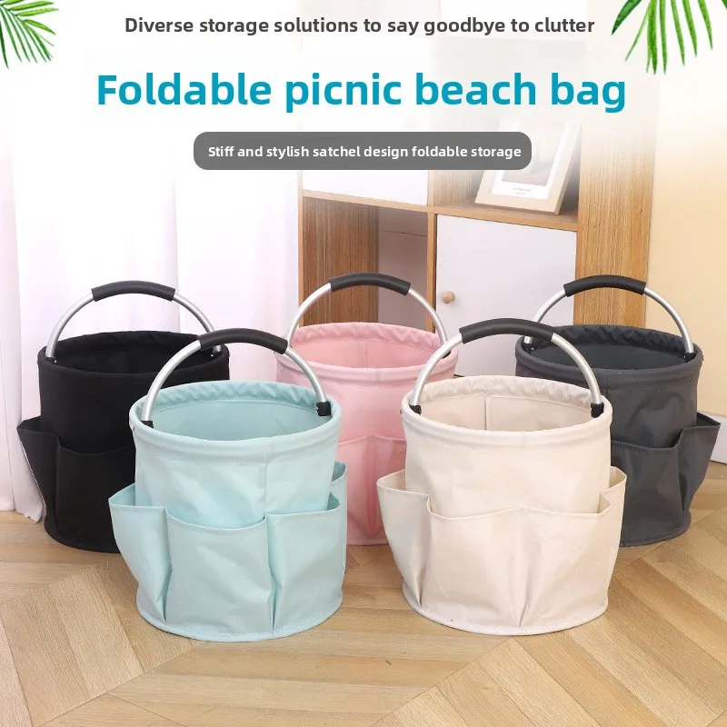 سلة نزهة للتخييم في الهواء الطلق، سلة شاطئ محمولة قابلة للطي، سلة حمام، سلة منزلية للأم والطفل #1