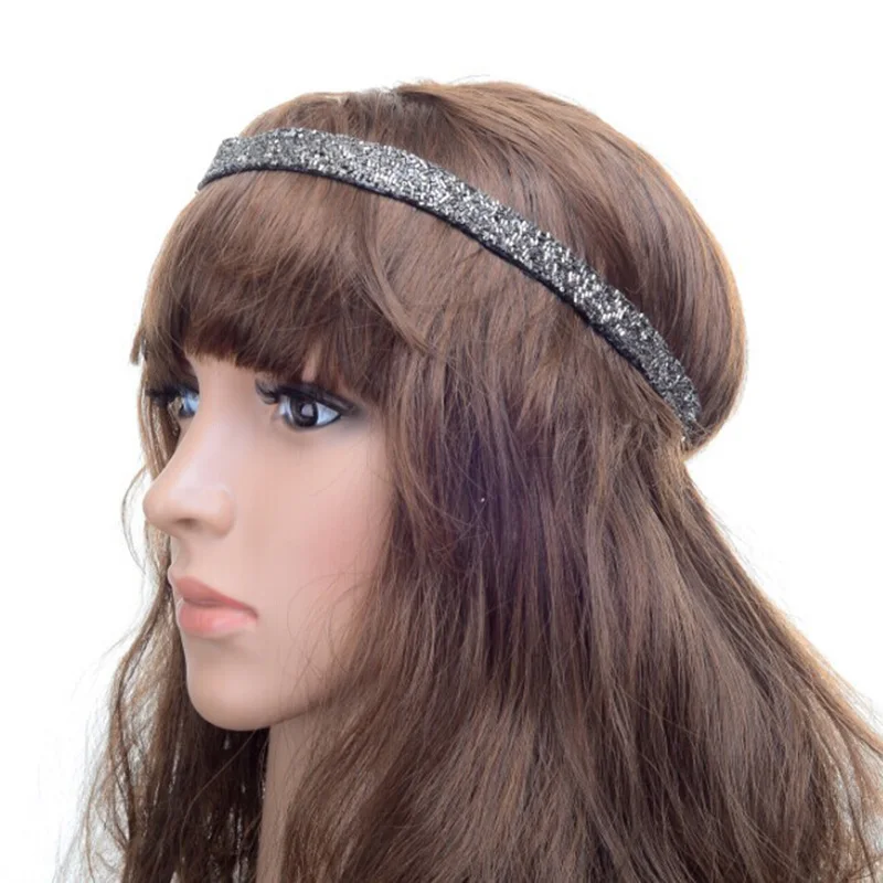 Wholesale retail charming Fshion black beads beading handmade gems Elastic headbands