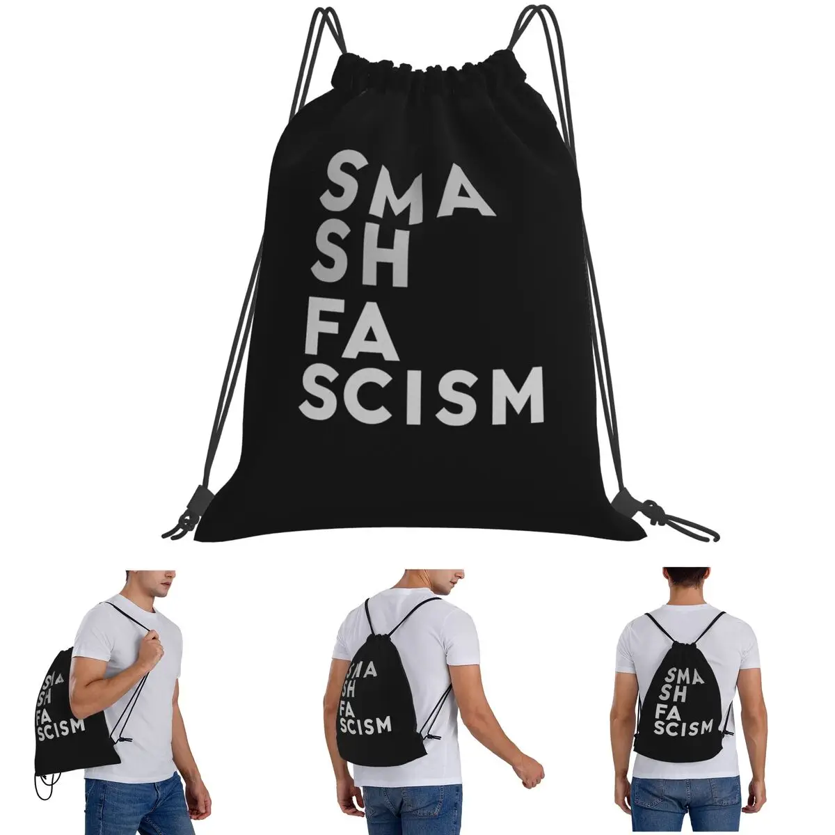 Smash Fascism, Antifa Backpacks Multi-function Drawstring Bags Sundries Bag Book Bags for Man Woman School