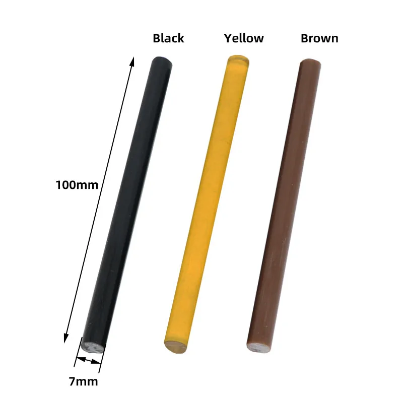 3Packs Polyamide Hot Melt Glue Stick 7x100mm High Temperature Resistant 120 Degree Glue Gun Rod 7mm Yellow Black Glue Stick