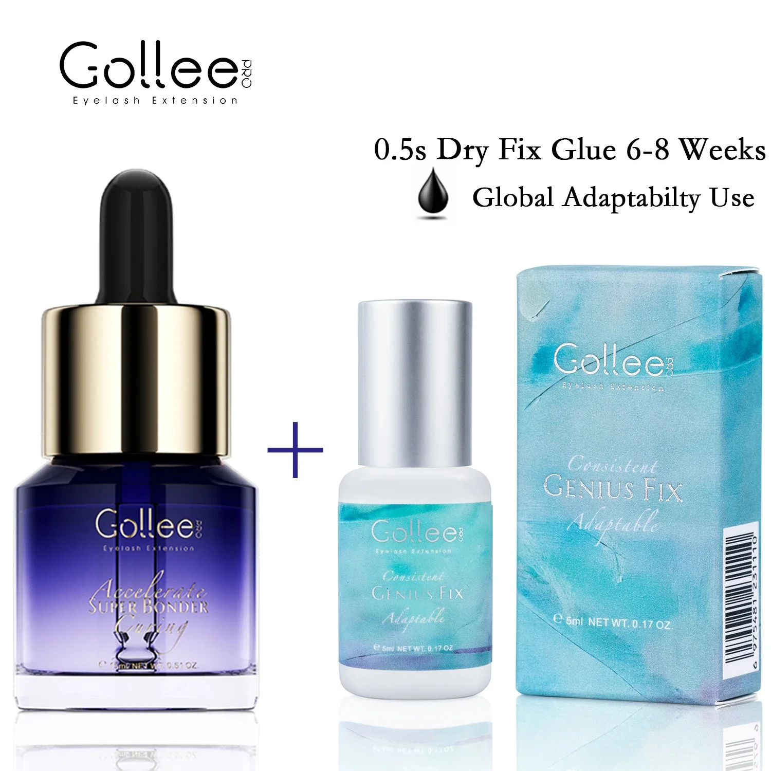 Gollee New Suit For All Season 0.5s Dry Glue for Lash Extension 15ml Super Bonder Help Accelerator 6-8 weeks Long Lasting Makeup