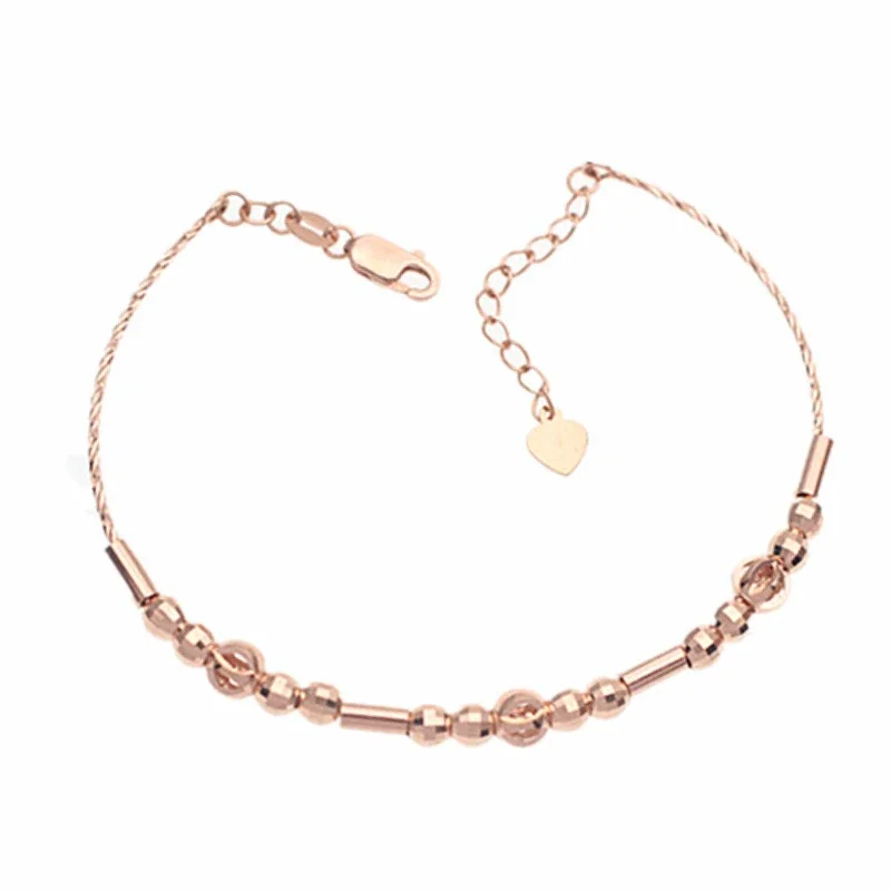 Fashion Plated 14K Rose Gold Geometric Charm Bracelets for Women Classic Party Jewelry for Girlfriend Gift