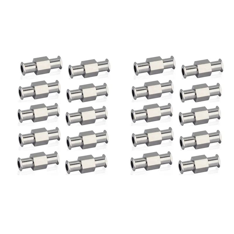 SEWS-20Pcs Coupler Luer Syringe Connector Metal Double Joints Luer Lock Adapter Coupler For Pneumatic Parts