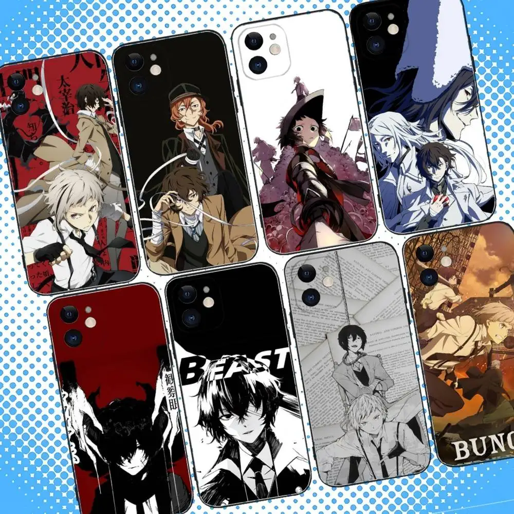 

Bungou Stray Dogs Phone Case For iPhone 16,15,14,13,12,11,Pro,Max,Plus,X,XS,XR,SE,8,7,Mini,Soft Silicone Black Case