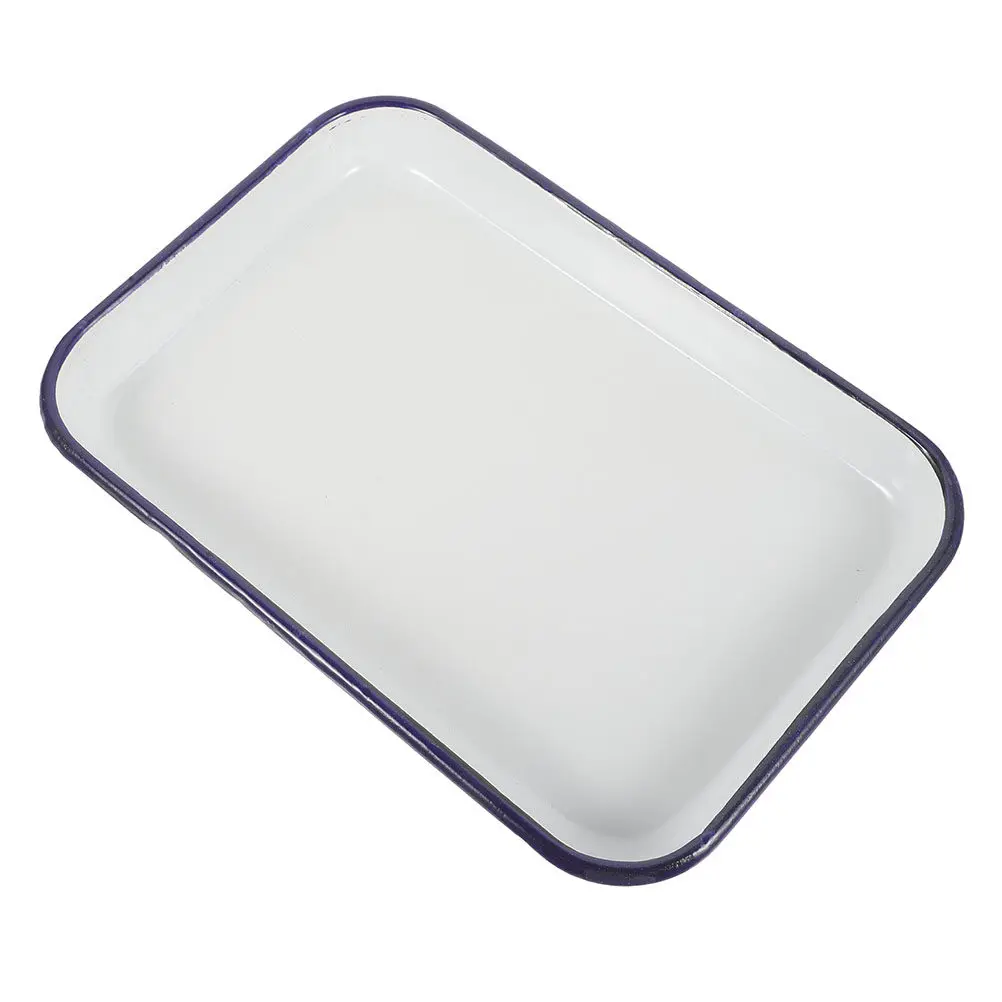 Large Enamel Rectangular Baking Tray White Ceramic Cookie Sheet Non-Stick Jellys Rolls Pan Oven Roasting Pan Kitchen