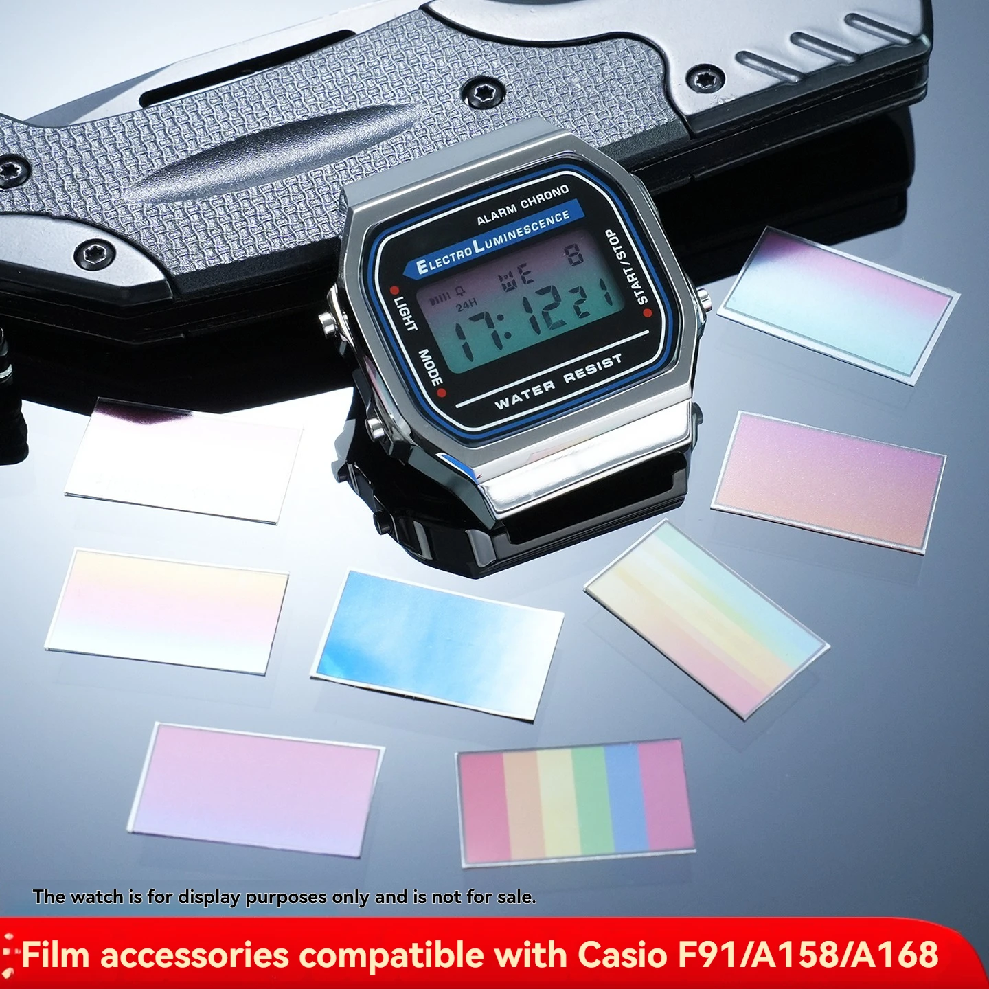 Personalized modifications for Casio F91W A158/159 A168 modified watch screen sticker mirror color rainbow film accessories
