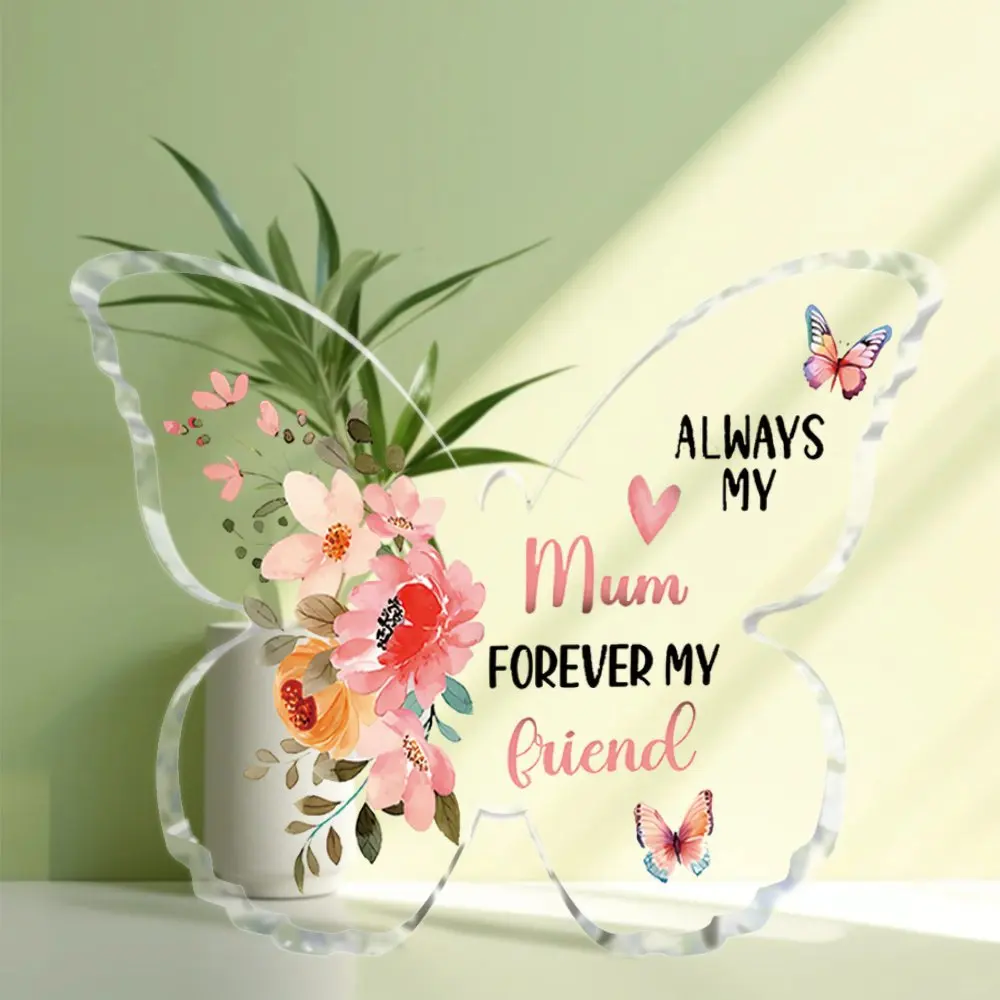 Butterfly 12.7x9.5cm Flat Acrylic Decorative Gift for Mother Mom Birthday Mother's Day from Daughter