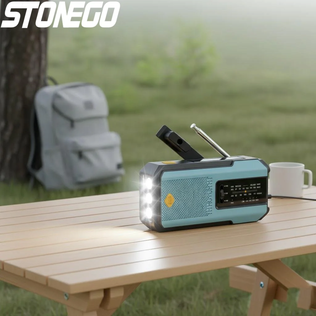

Emergency Solar Hand Crank Radio Portable Receiver LED Flashlight Reading Light with SOS Alarm 2000mAh Power Bank