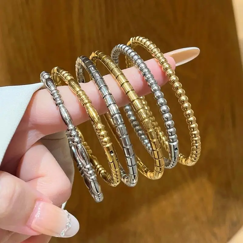 Dainty Stainless Steel Beaded Bracelet Stackable Minimalist Gold Silver Jewelry for Women Valentine's Gift