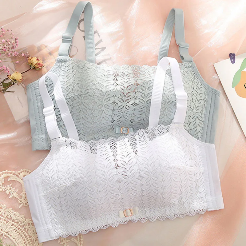 Sexy Breathable Girl Underwear Gathered Soft and No Steel Ring Bra Thin Lace Small Chest Simple Tube Top Wrapped Chest