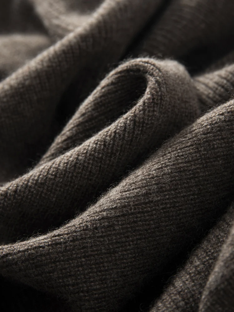 Damski sweter z kapturem ze 100% kaszmiru, jesienno-zimowy, jednolity kolor, kobieca, elegancki, gruby, miękki, ciepły, dzianinowy.