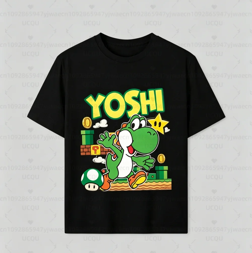 T-Shirt für Jungen, Mädchen, Familie, Kinder, Sommer, Cartoon, Yoshi, Herren- und Damen-Kurzarm-T-Shirt, geeignet für Erwachsene und Kinder