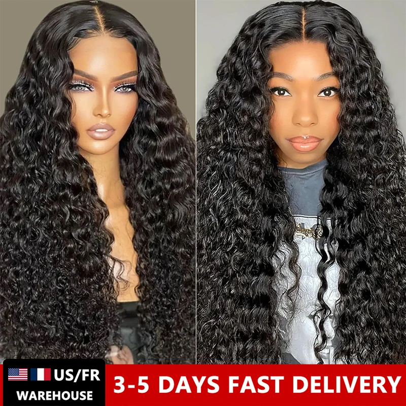 

HD 13x4 Lace Frontal Human Hair Wigs Deep Wave 13x6 Pre Plucked Kinky Curly Remy 4x4 HD Lace Closure Wig Wet And Wave MYLOCKME