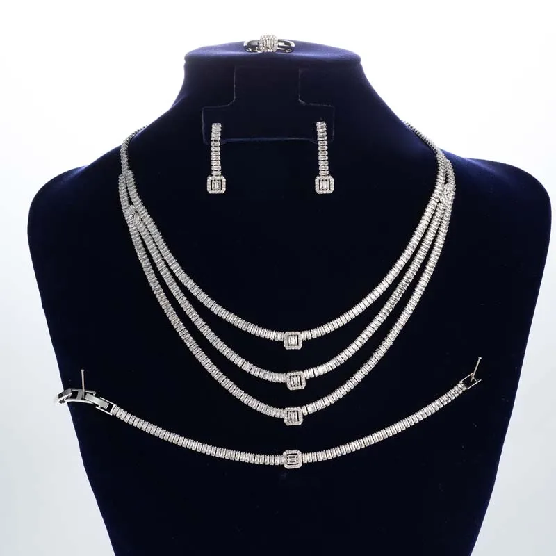 

Jewelry Set HADIYANA Charm Fashionable Women Wedding Jewelry Necklace Bracelet Earrings Ring BN8324 Cubic Zirconia Party Gift