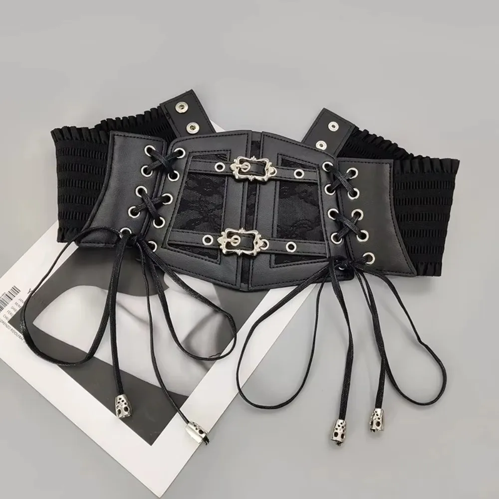 Fashion Gothic Corset Waist Belt Lace Retro Waist Bands Slimming Wide Waist Cover for Women