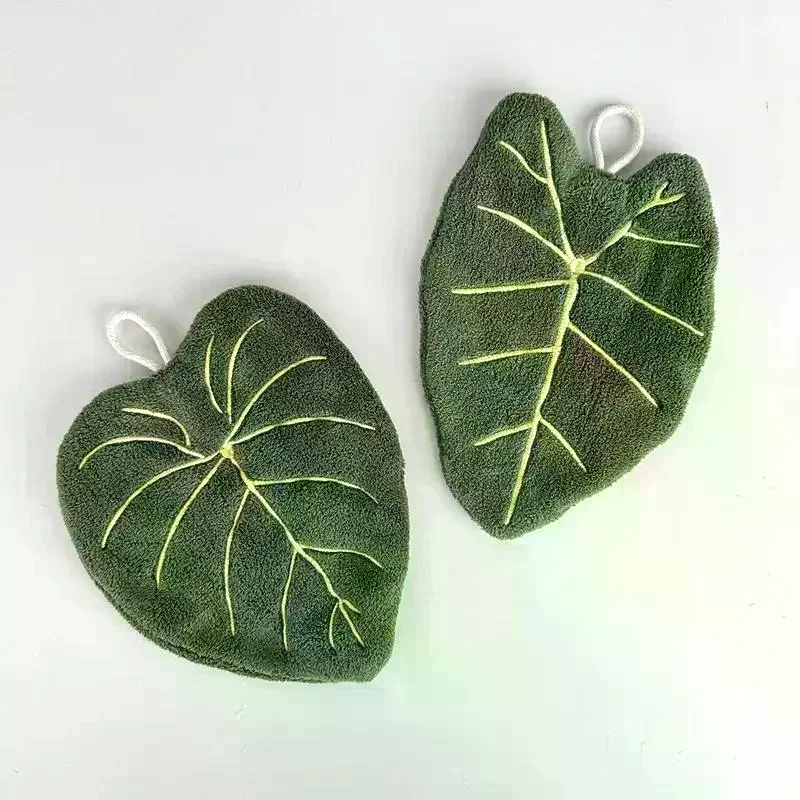 

Мягкое двухслойное полотенце в стиле листьев, утолщенное впитывающее подвесное полотенце для рук, скоростной сухой носовой платок, тряпка