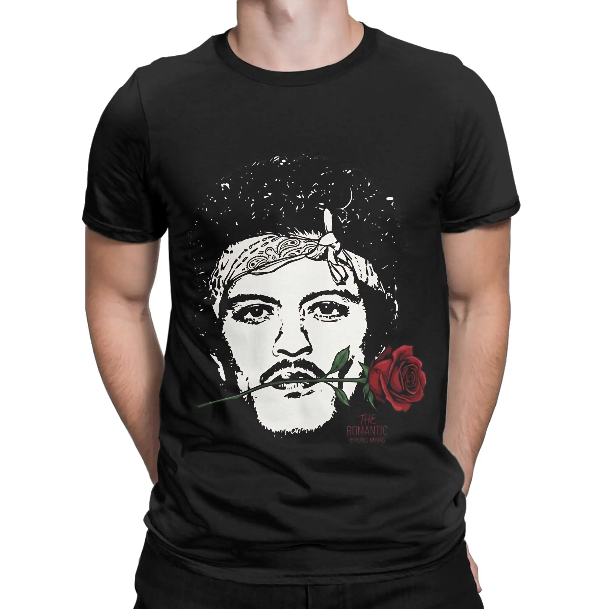 The Romantic Bandana Portrait Funny Graphic 100% Cotton T-Shirt Bruno Mars Tops Tees For Men