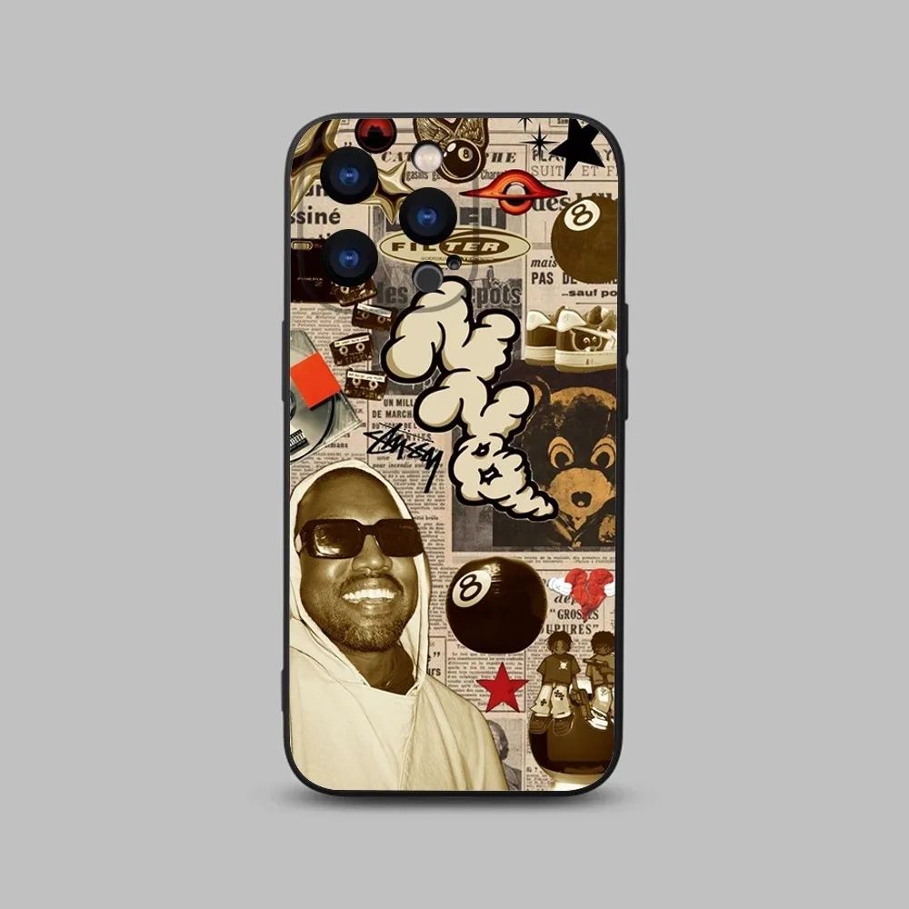 Funny K-Kanye Phone Case For iPhone 15,14,13,12,11 Plus,Pro,Max,XR,XS,X,7,8 Plus,SE,Mini Black Silicone Soft