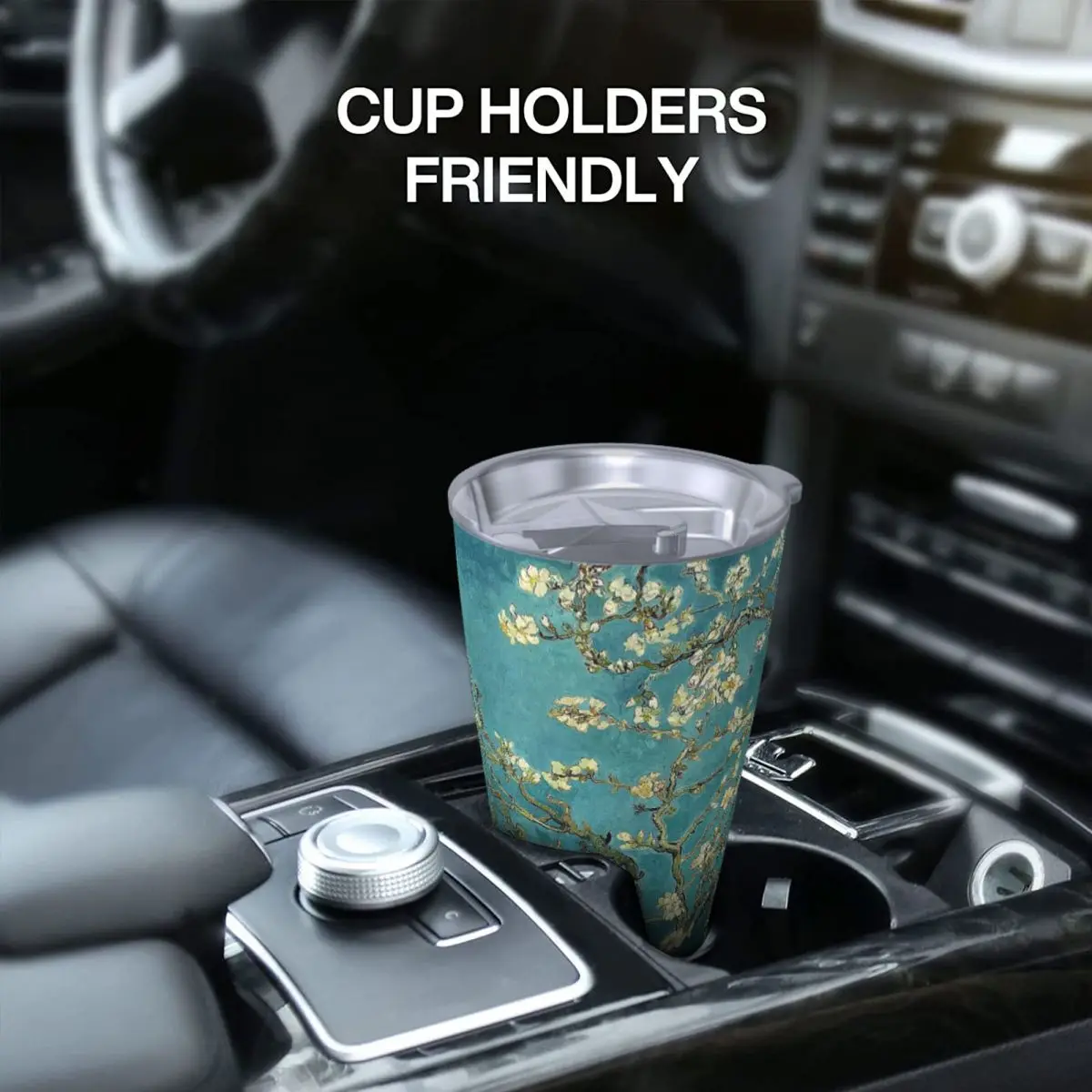 Van Gogh Restored Blossoming Almond Tree Insulated Tumbler with Straws Lid Vacuum Coffee Mugs Office Home Car Bottle Cup