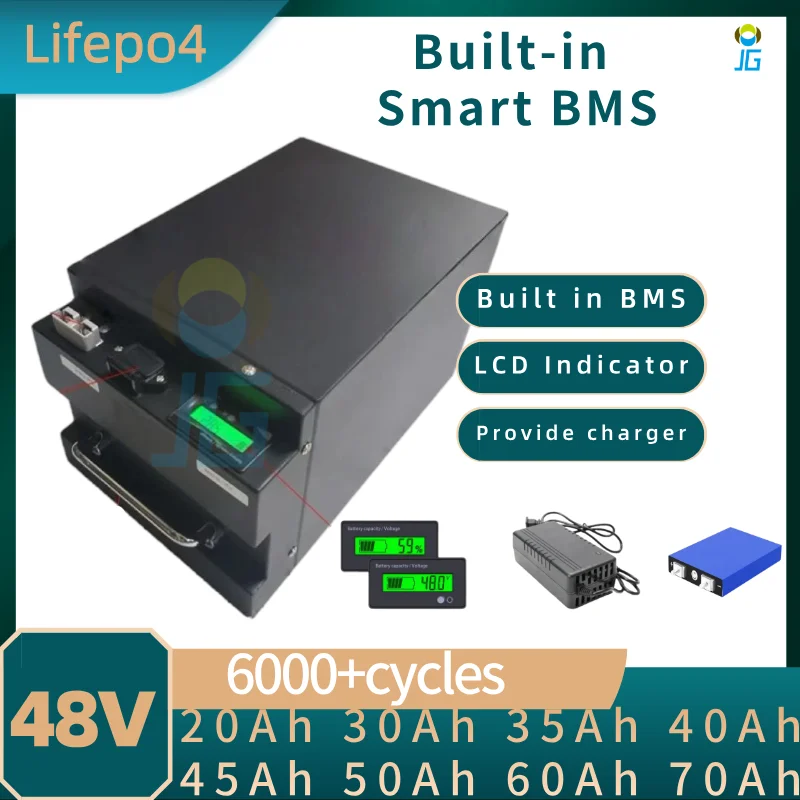 

48V 20Ah 30Ah 35Ah 40Ah 45ah 50ah 60ah 70Ah Lifepo4 Lithium Battery for 48V Vehicles Golf Cart tricycle Two-wheeler